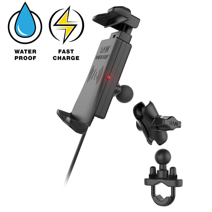 RAM Mounts Quick-Grip 15W Waterproof Wireless Charging Handlebar Mount