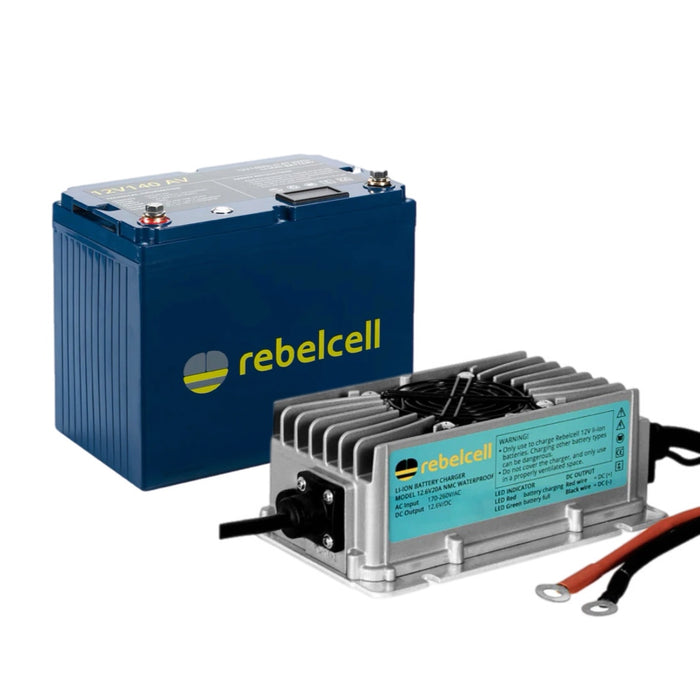 Rebelcell 12V140 AV li-ion Battery med Rebelcell 20A vattentät laddare