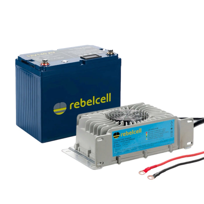 Rebelcell 12V140 AV li-ion Battery med Rebelcell 35A vattentät laddare