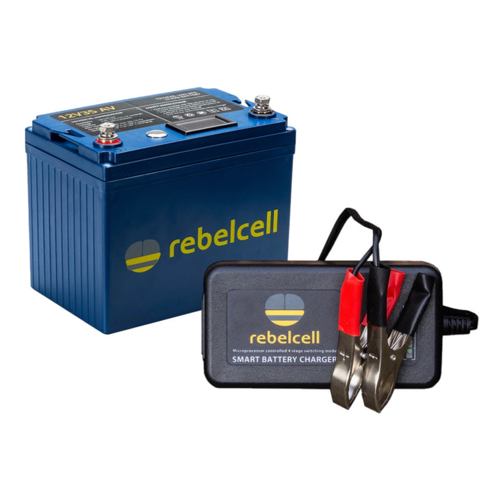 Rebelcell 12v35 AV li-ion Battery med Rebelcell 4A laddare