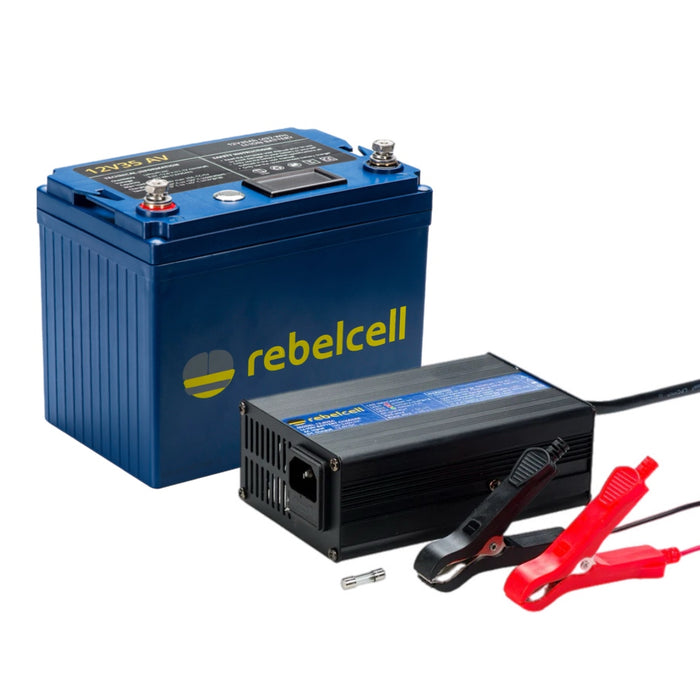 Rebelcell 12v35 AV li-ion Battery med Rebelcell 6A laddare