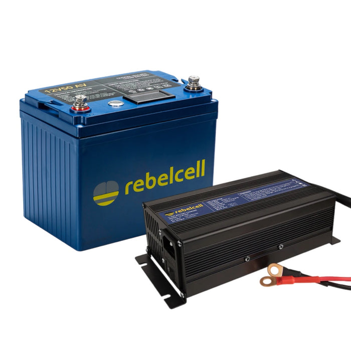 Rebelcell 12v50 AV li-ion Battery med Rebelcell 20A Laddare