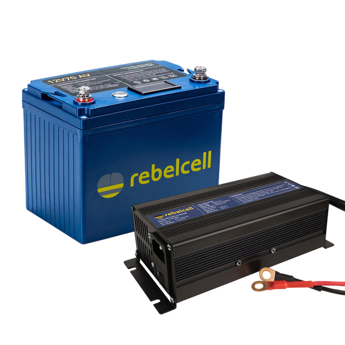 Rebelcell 12v70 AV li-ion Battery med Rebelcell 20A Laddare