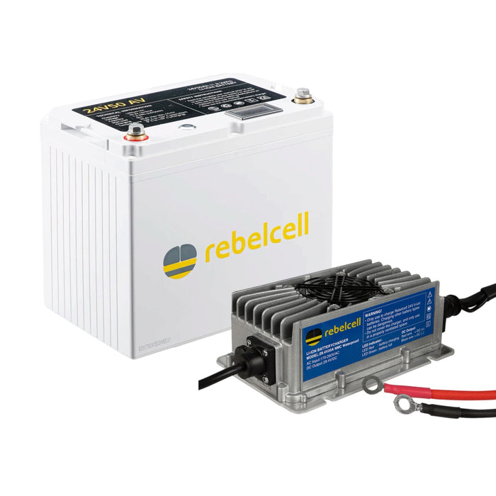 Rebelcell 24V50 li-ion Battery med Rebelcell 20A Vattentät Laddare