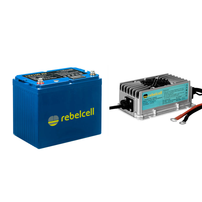 Rebelcell 12V190 AV li-ion Battery med Rebelcell 20A vattentät laddare