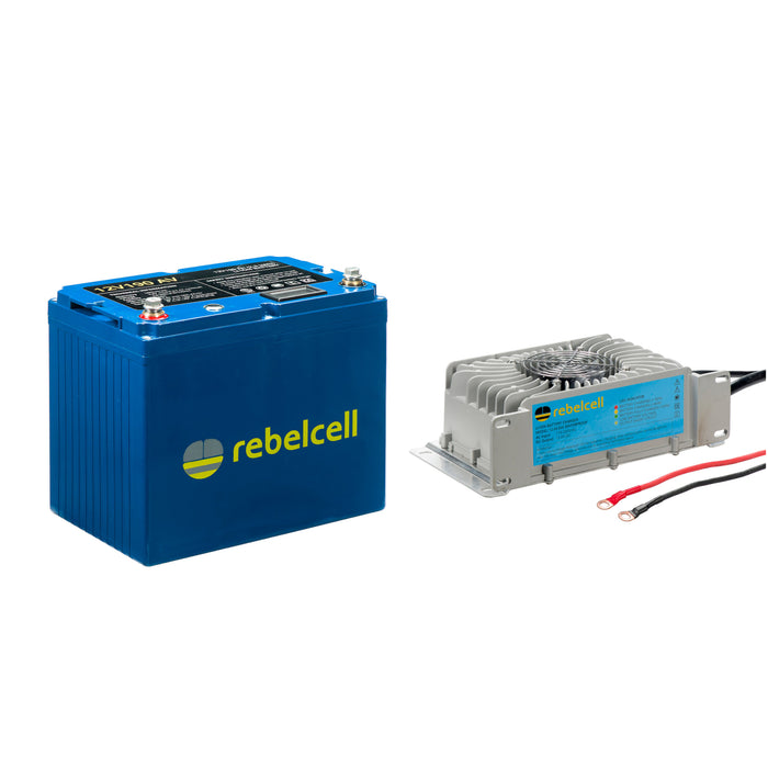 Rebelcell 12V190 AV li-ion Battery med Rebelcell 35A vattentät laddare