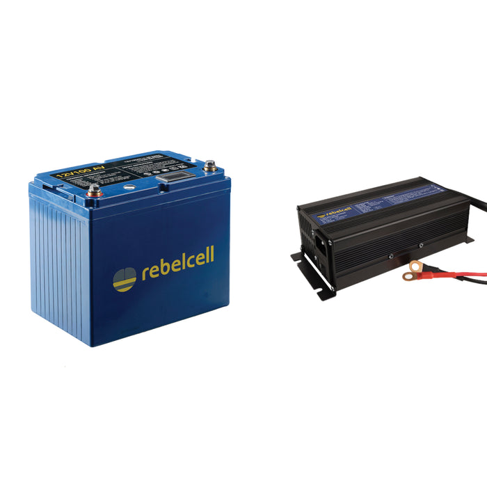 Rebelcell 12V100 AV li-ion Battery med Rebelcell 20A laddare